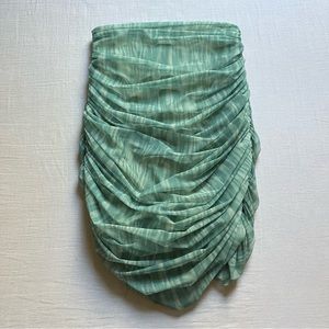NWOT HOUSE OF CB green mesh knit ruched bodycon mini skirt